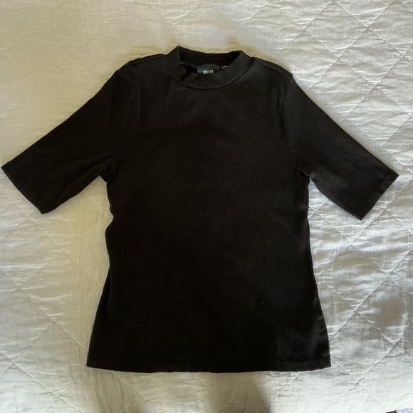 Anthropologie Maeve Mock Neck Ribbed Short Sleeve Top - size L NWOT - Picture 4 of 4
